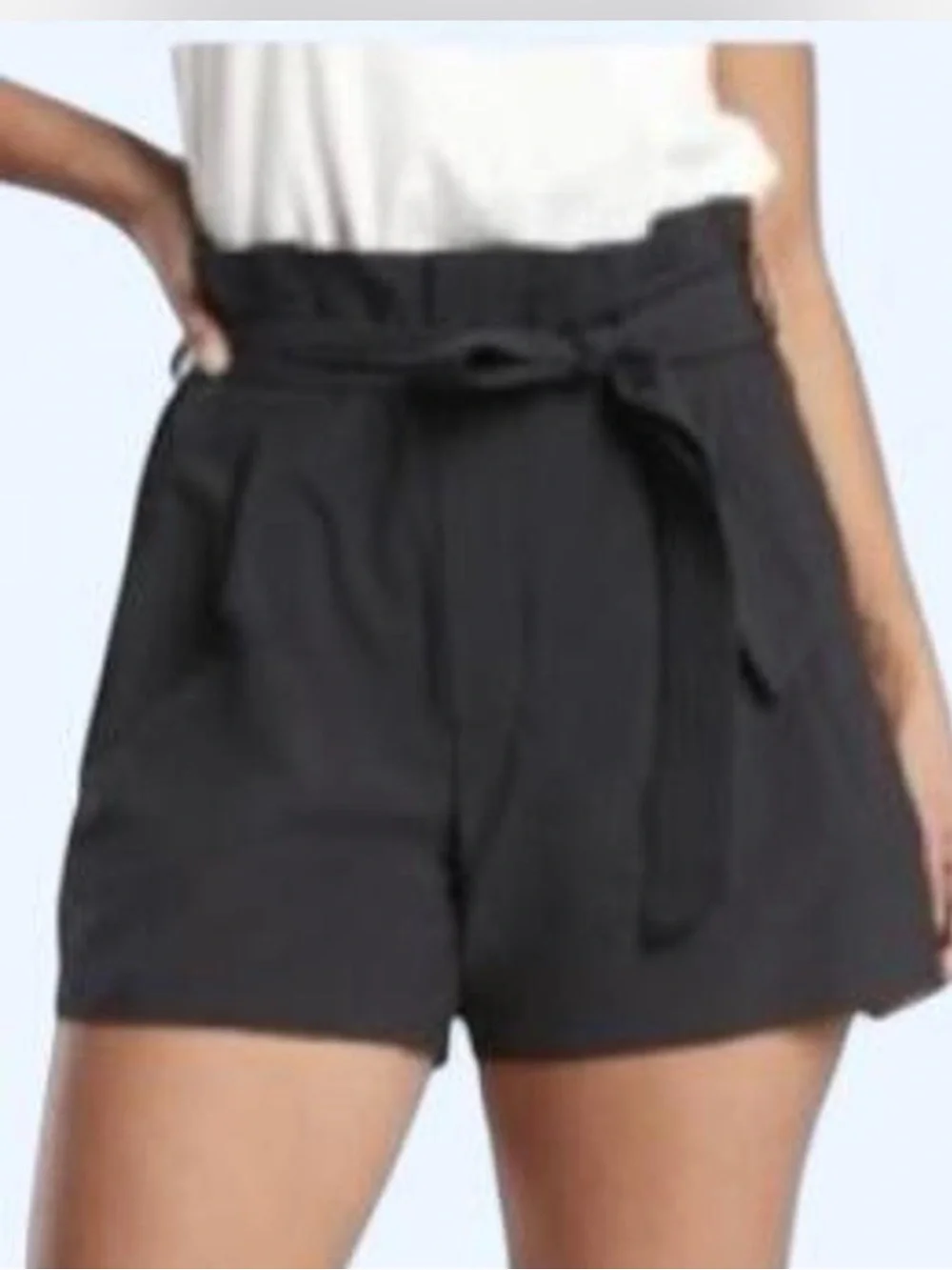 Athleta Skyline Short II Black Paperbag Belted Travel Shorts Size 0 NWOT